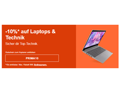 Bild zu eBay: 10% Rabatt auf ausgewählte Laptops & Technik