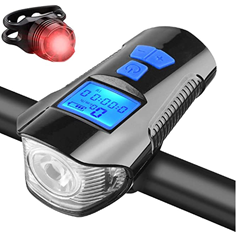 Bild zu KKmoon LED Fahrradlicht Set (inkl. Klingel & Tachometer) für 11,07€