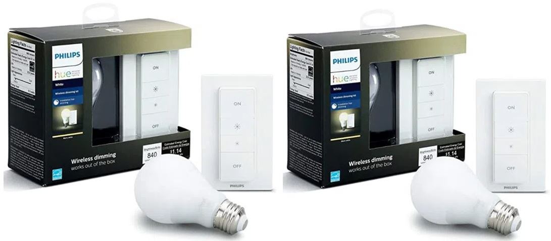 Bild zu 2x Philips Hue Wireless Dimming Kit mit E27 LED für 33,93€ (VG: 47,90€)