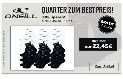 Bild zu O’Neill Herren Quarter-Socken im 18er Aktionspack für 22,45€ inkl. Versand