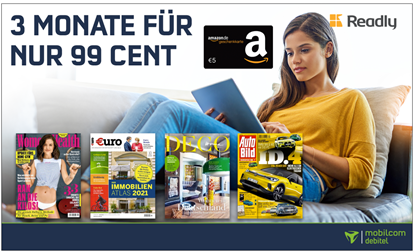 Bild zu [wieder da] 1 Monate Readly für 99 Cent + 5€ Amazon.de Gutschein = 4,01€ Gewinn (monatlich kündbar)