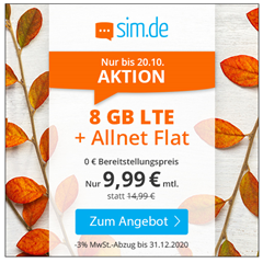 Bild zu Sim.de: o2 Tarif mit einer 8GB LTE Datenflat, SMS und Sprachflat für 8,99€/Monat