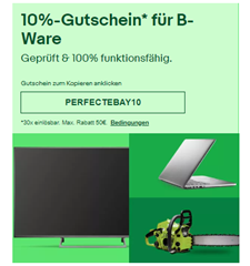 Bild zu eBay: 10% Rabatt auf ausgewählte generalüberholte Artikel