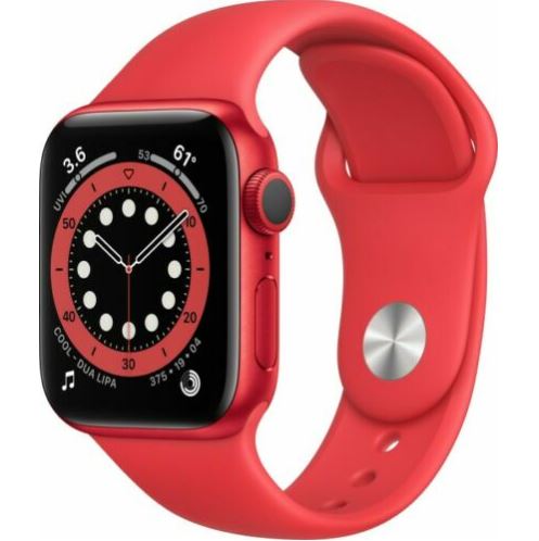 Bild zu Apple Watch Series 6 GPS Rot 40mm Aluminium Sportarmband PRODUCT(RED) für 368,91€ (VG: 397,49€)