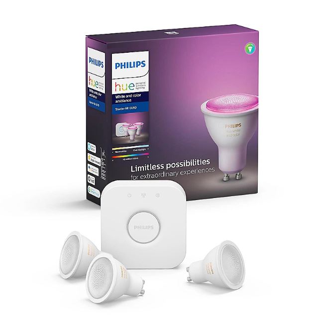 Bild zu Philips Hue White and Color Ambiance GU10 Starter Kit Bluetooth für 90,94€ (VG: 131,38€)