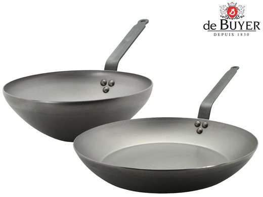 Bild zu De Buyer Bratpfanne (32 cm) und Wok (28 cm) für 45,90€ (Vergleich: 75,34€)