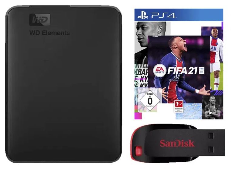 Bild zu [Vorbei] Fifa 21 (PS4) + WD Elements Portable 1TB + 32GB SanDisk Cruzer Blade für 49,71€ (VG: 93,22€)