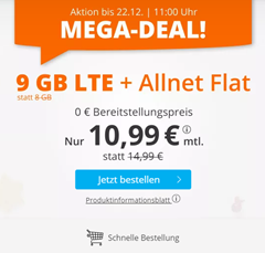 Bild zu Sim.de: o2-Netz mit 9GB LTE Datenflat, SMS und Sprachflat für 8,99€/Monat – optional ohne Mindestvertragslaufzeit