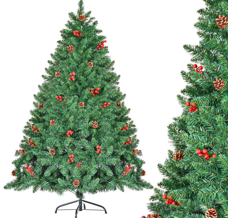 Bild zu CHORTAU künstlicher Weihnachtsbaum (180cm, mit Tannenzapfen und Beeren, inkl. Ständer) für 34,94€