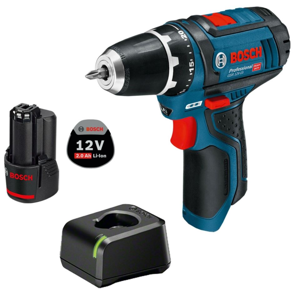 Bild zu Bosch Akku-Bohrschrauber GSR 12V-15 Professional 1x 2,0 Ah Akku + Ladegerät für 79,11€ (VG: 89€)