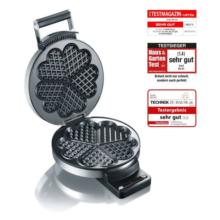 Bild zu GRAEF Waffeleisen WA80 wärmeisoliertes Edelstahlgehäuse Ø 18cm 6 Stufen 850 W für 56,90€ (VG: 84,75€)