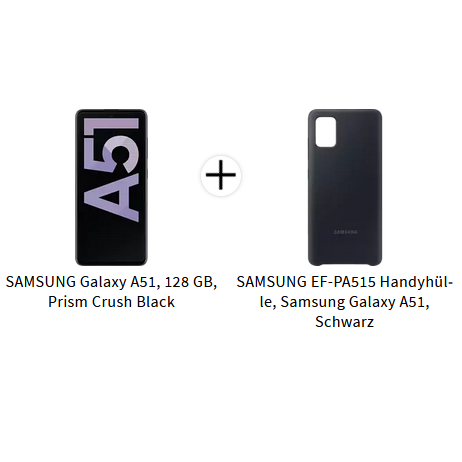 Bild zu 128 GB Smartphone Samsung Galaxy A51 + Samsung EF-PA515 Backcover ab 215€ (Vergleich: 241,73€)