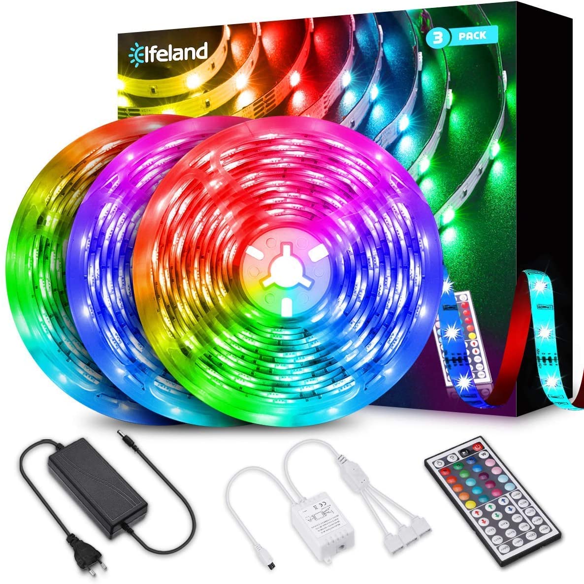 Bild zu 12 Meter Elfeland RGB LED-Strip mit 360 LEDs (3 x 4 Meter) für 17,33€