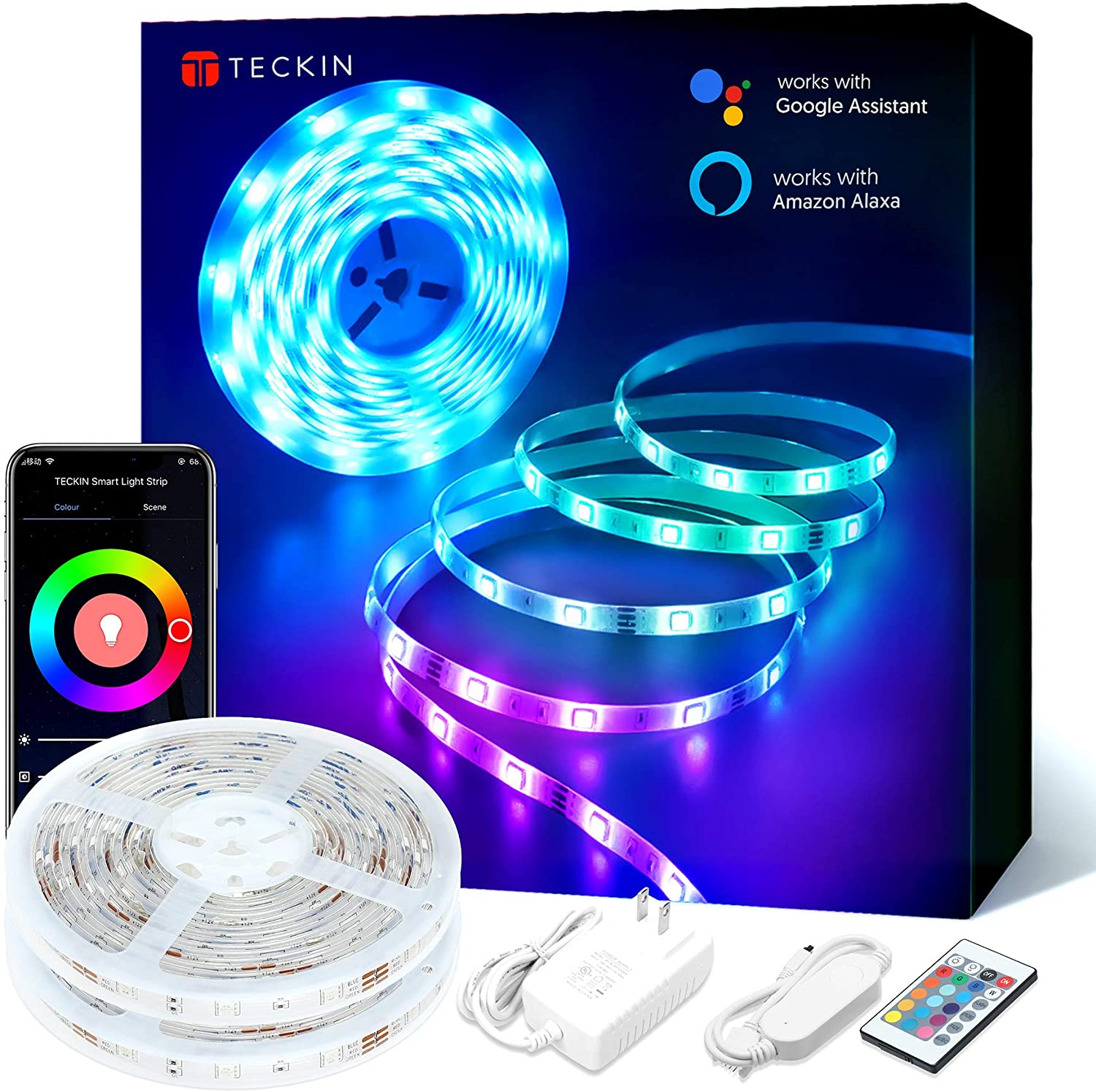 Bild zu 2 x 5 Meter TECKIN RGB LED-Strip kompatibel mit Alexa und Google Assistant für 23,99€