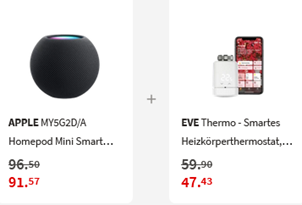 Bild zu [endet heute] Apple Homepod Mini space-gray + EVE Thermo – Smartes Heizkörperthermostat 2020 ab 129€