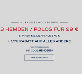 Bild zu Charles Tyrwhitt: nur noch heute 3 Hemden/Polos für 99€ oder 15% Rabatt auf alles andere