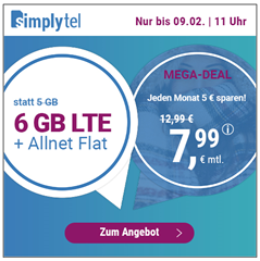 Bild zu o2 Tarif mit einer 6GB LTE Datenflat, SMS und Sprachflat für 7,99€/Monat