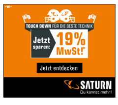 Bild zu [bis morgen früh 10 Uhr] 19% MwSt.-Rabatt (15,96%) auf fast alle verfügbaren Artikel bei Saturn