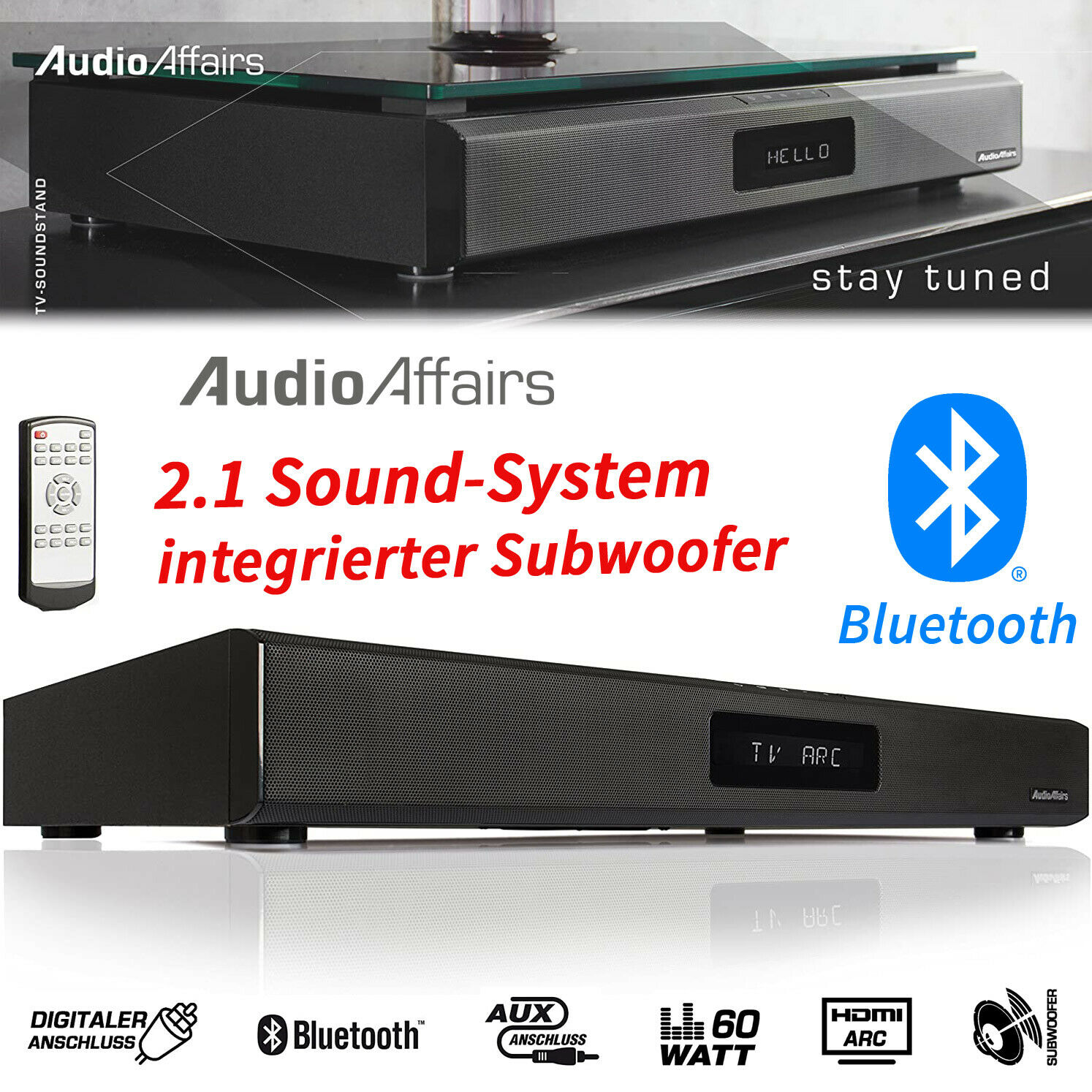 Bild zu 2.1 AudioAffairs Bluetooth Tisch Soundbar für 65€ (Vergleich: 84,95€)