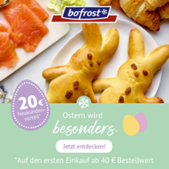 Bild zu bofrost: 20€ Neukundengutschein (=18 Monate keine Bestellung) ab 40€ Bestellwert