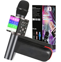 Bild zu GLIME 5-in-1 Bluetooth Karaoke Mikrofon mit LEDs (Kompatibel mit Android/IOS/PC) für 18,12€