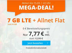 Bild zu Sim.de: o2-Netz mit 6GB + 1GB on top – LTE Datenflat, SMS und Sprachflat für 7,77€/Monat – optional ohne Mindestvertragslaufzeit