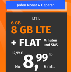 Bild zu PremiumSIM monatlich kündbaren Vertrag im o2-Netz mit 8GB LTE Datenflat, SMS und Sprachflat für 8,99€/Monat