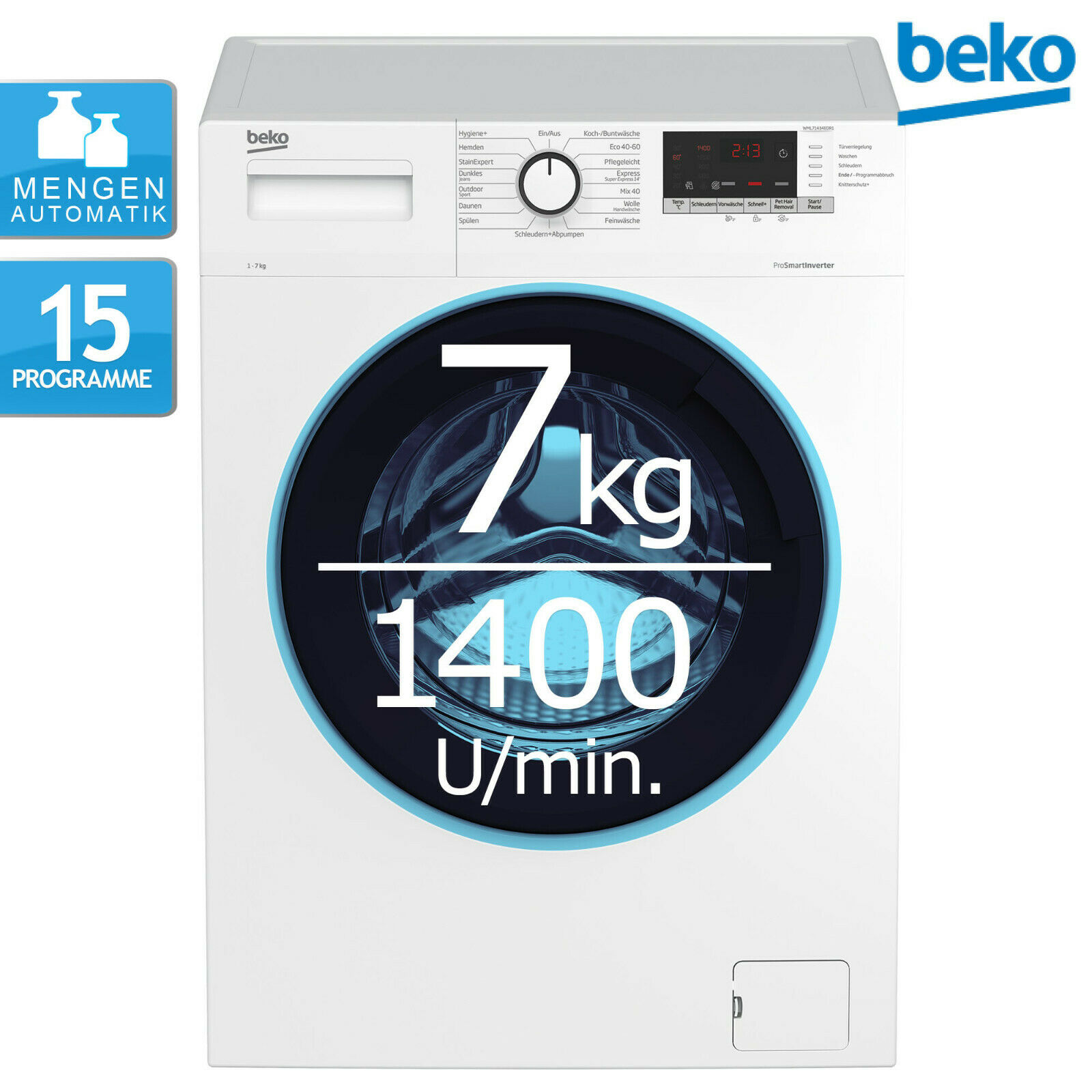 Bild zu 7 kg Waschmaschine Beko WML71434EDR1 für 264,90€ (Vergleich: 388,95€)