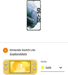 Bild zu Samsung Galaxy S21+ 5G inkl. Nintendo Switch Lite für zusammen 99€ mit o2 Free L (60GB 5G/LTE Datenflat, SMS und Sprachflat) für 39,99€/Monat