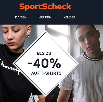 Bild zu [endet heute] SportScheck: Bis zu 40% Rabatt auf T-Shirts + 20% Extra-Rabatt auf ausgewählte Artikel