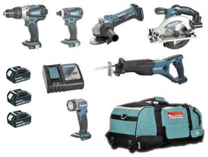 Bild zu 11-teiliges Makita DLX6011 18 Volt Werkzeug-Set für 553,87€ (Vergleich: 696,49€)