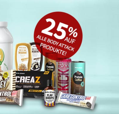 Bild zu [endet heute] Body Attack: 25% Raatt auf alle Body Attack Produkte