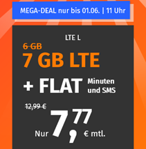 Bild zu PremiumSIM monatlich kündbaren Vertrag im o2-Netz mit 7GB (6 GB + 1 GB extra) LTE Datenflat, SMS und Sprachflat für 7,77€/Monat