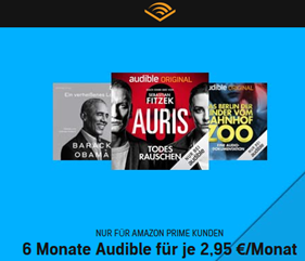 Bild zu [endet morgen] Für Amazon Prime Kunden: 6 Monate Audible für je 2,95 €/Monat