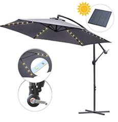 Bild zu Hengda Alu Sonnenschirm mit LED Licht Solar grau für 76,99€