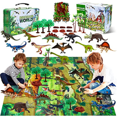 Bild zu YUNKE Dinosaurier Spielzeug Set mit Aktivitätsspielmatte und 10 Dinosauriern für 14,39€