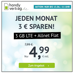 Bild zu Handyvertrag.de: 3GB LTE Datenflat + Allnet Flat im o2 Netz für 4,99€/Monat