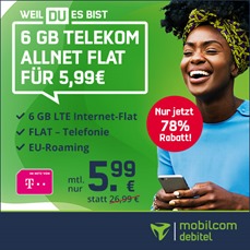 Bild zu [TOP] Telekom green LTE mit 6GB LTE Datenflat, SMS und Sprachflat für 5,99€/Monat