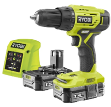 Bild zu Ryobi 18V Akku-Bohrschrauber R18DD4-215GJ (2x 1,5Ah Akku, Ladegerät) für 106,89€ inkl. Versand (VG: 143€)