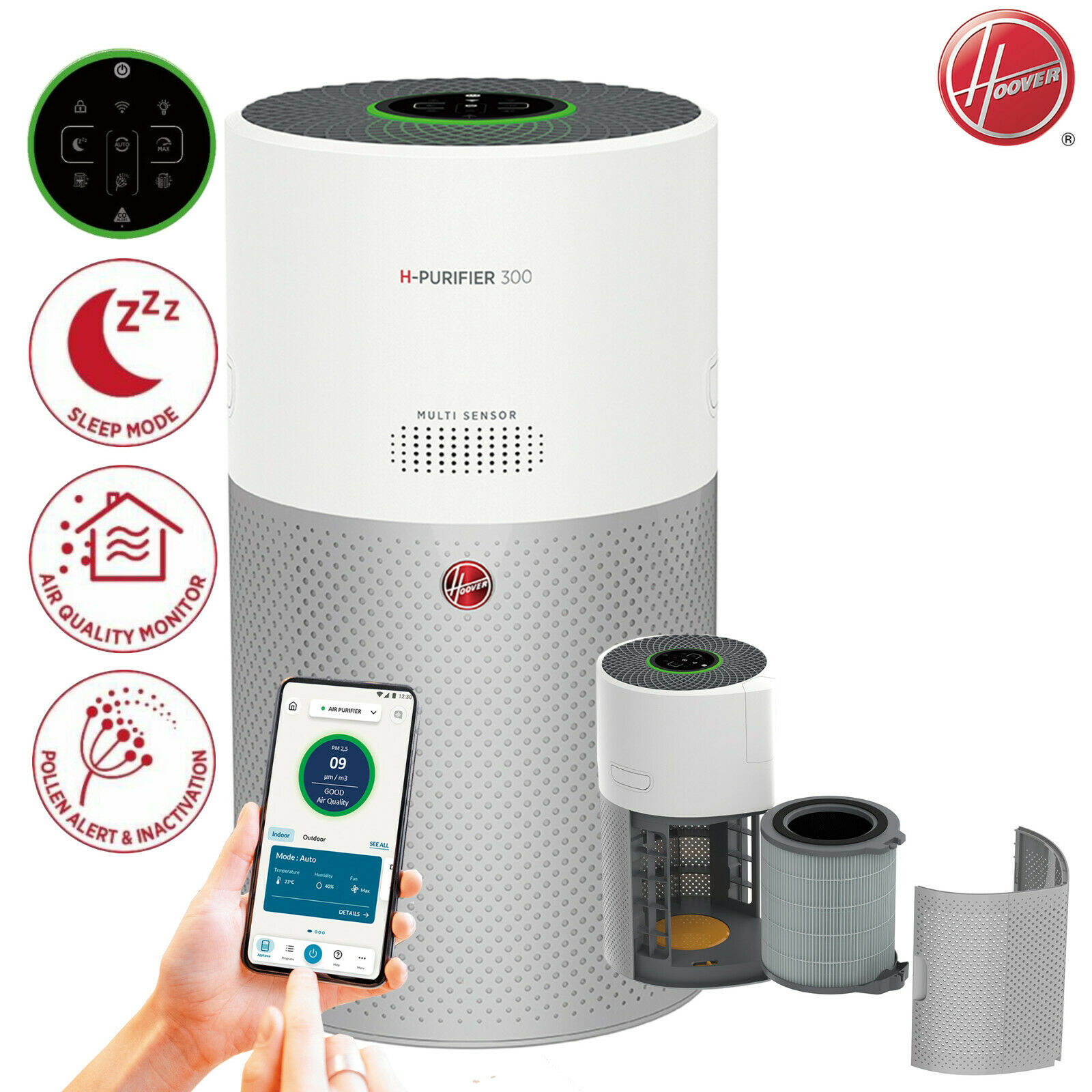 Bild zu Luftreiniger Hoover H Purifier 300 HHP30C011 für 179,90€ (Vergleich: 249€)