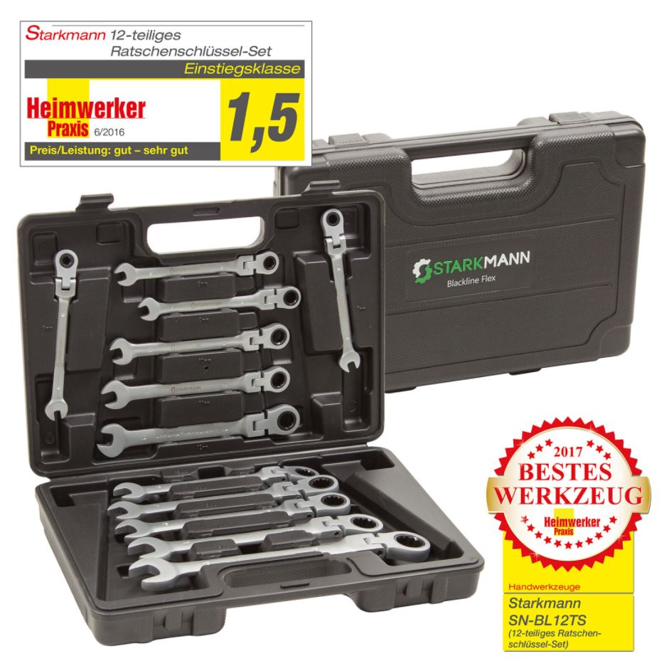 Bild zu 12 teiliges Ringgabel-Schlüssel-Set STARKMANN Blackline Flex für 29,99€ (VG: 49,99€)