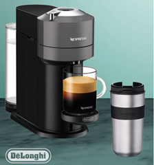 Bild zu Delonghi ENV120.GY VertuoNext Basic Nespressoautomat + Travel Mug 400ml für 53,99€ (Vergleich: 84,40€)