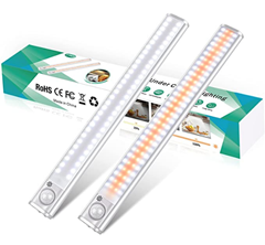 Bild zu 2er-Pack LED-Schrankbeleuchtung (120 LED, Bewegungsmelder, 4 Modi, dimmbar, aufladbar) für 19,79€