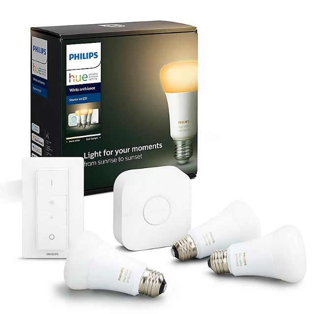 Bild zu [nur heute] Philips Hue White Ambiance Starter-Kit 3xE27 LED + Bridge + Dimmschalter für 72,22€ (VG: 94,49€)