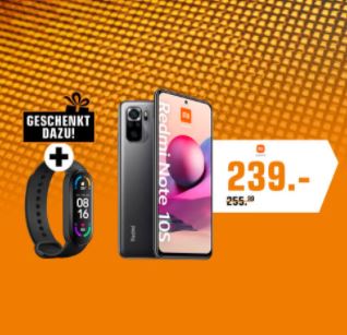 Bild zu Xiaomi Redmi Note 10S (128GB) + Mi Band 6 + Ventilator Mi Fan 2 Lite für 239€ (VG: 306,87€)