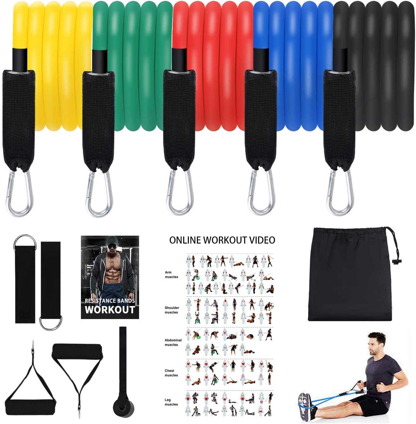 Bild zu 11-teiliges AceScreen Fitnessbänder-Set mit Türanker und Griffen für 7,99€