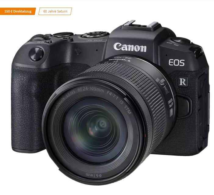 Bild zu CANON EOS RP Systemkamera mit Objektiv 24-105 mm (7,5 cm Display Touchscreen, WLAN) für 888€ (VG: 1145€)