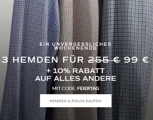 Bild zu Charles Tyrwhitt: bis Sonntag 3 Hemden für 99€ + 10% Rabatt auf ALLES