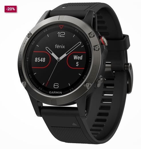 Bild zu Galeria: Smartwatches und Armbanduhren zu Bestpreisen dank 20% Rabattgutschein – z.B. Garmin Multisport Smartwatch Fenix 5 für 319,99€ (VG: 449€)