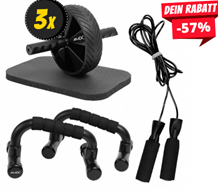 Bild zu SportSpar: JELEX Trio 3-in-1 Workout-Set (Liegestützgriffe, Springseil, Bauchtrainer) für 23,14€ (VG: 44,99€)